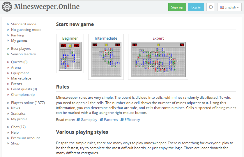 Minesweeper扫雷网页版入口https://minesweeper.online(图1)